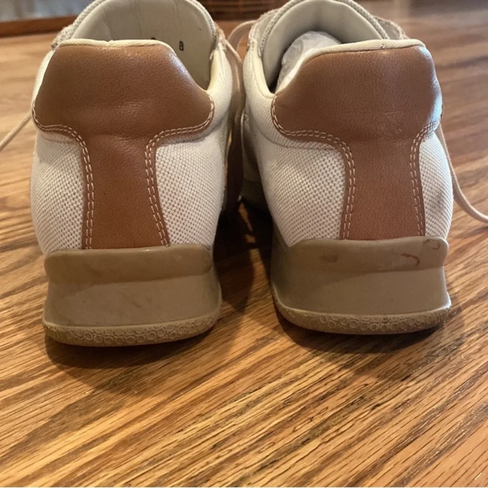 Salvatore Ferragamo Brown Leather Canvas Sneakers with Classic Design